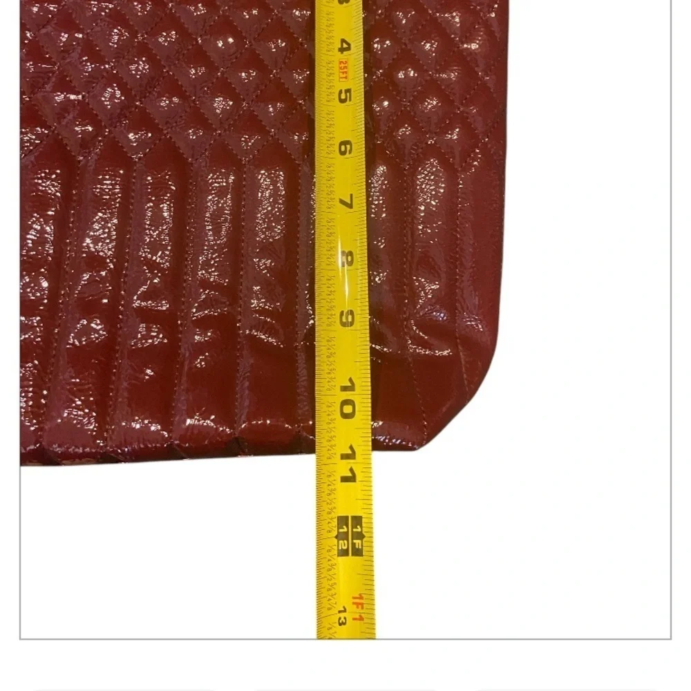 Nine West Quilted Maroon Tote Bag Faux Leather
